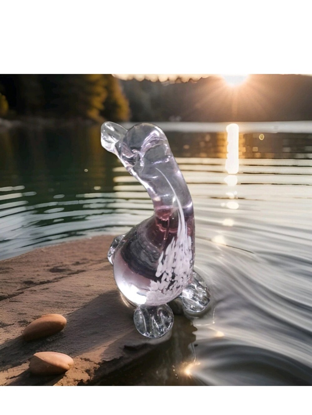 Vintage Blown Glass Lavender Duck